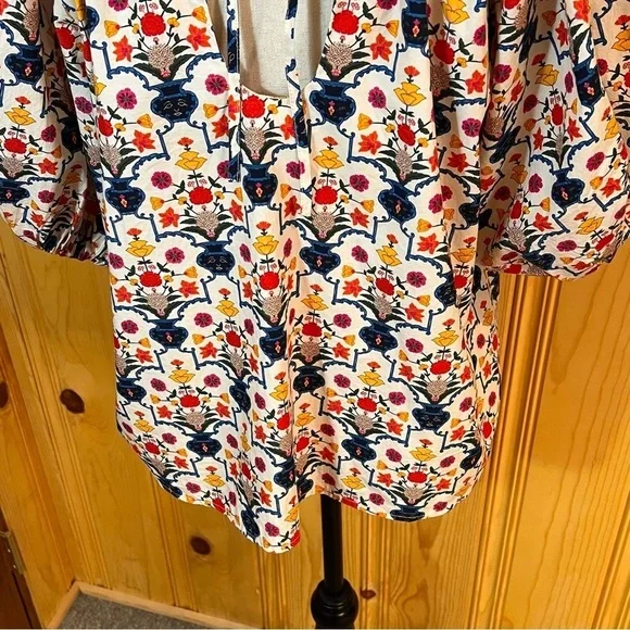 RHODE Colorful Floral Print Puff Sleeve Top Sz-S - Picture 6 of 9